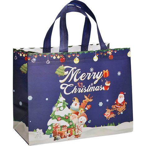 Sac Tote De Noël - Sac Réutilisable En Tissu Non Tissé - Grand Sac Cadeau Avec Poignées - Pour Courses Fêtes Et Cadeaux - 1 Pièce (1/3)