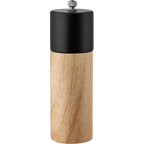 Molinillo manual de madera para sal y pimienta con base, tarro de condimentos multifuncional, utensilio de cocina de cerámica, apto para uso doméstico (negro). (1/5)