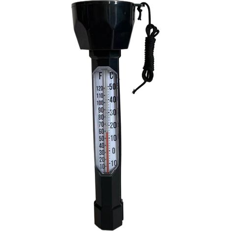Thermomètre Flottant pour Piscine – Rond et Noir à Lecture Facile – Échelle de Température Claire et Précise – Flotteur Étanche et Résistant aux UV – Idéal pour Piscine, Spa, Jacuzzi et Baignade en Ex (1/3)