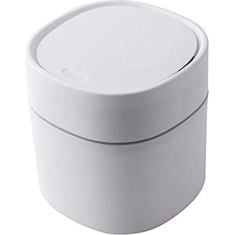 Mini Plastic Trash Can Creative Desktop Trash Can Office Trash Can With Lid Small Home Office Cleaning Trash Button Office Storage Trash Can (1/5)