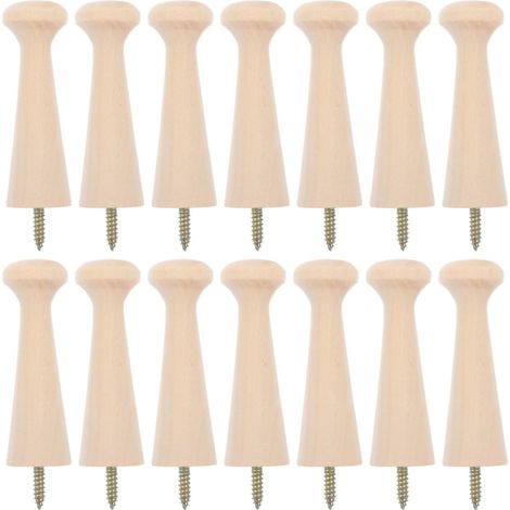 14 crochets muraux bois, pour serviettes et clés et mur intérieur (1/5)