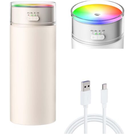 Petit humidificateur portable pour chambre, 500ml double buse grande brume, éclatante lumière ambiante hydratant, humidificateurs de voiture portable, humidificateur d'air pour les voyages, bureau, ch (1/5)