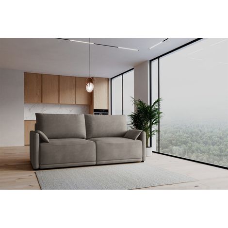 Sofa 3-Sitzer mit Schlaffunktion MIRENA in Stoff Cremona Graubraun