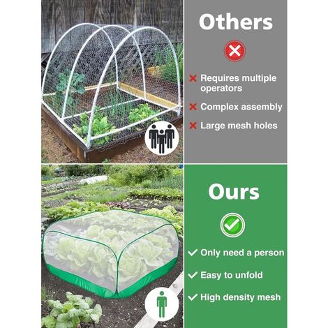 Pop-Up Pflanzenschutznetz, 100 cm x 100 cm x 50 cm Feines Insektennetz für den Garten Rundumschutz für Pflanzen, Obst, Gemüse, Setzlinge und Kräuter (1/5)
