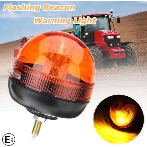 LED-Not-Signal-Lampe / Warnleuchte (Beacon), Kuppel, Orange Gelb, 12V–24V für Traktoren, Mähdrescher, Abschleppfahrzeuge, Schnee