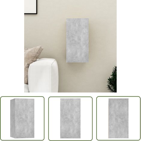 The Living Store TV-Schrank Betongrau 30,5x30x60 cm Holzwerkstoff - TV-Wandregal - Holzwerkstoff Regal - Hängeregal - Wohnzimmereinrichtung - Grauer TV-Schrank (1/5)