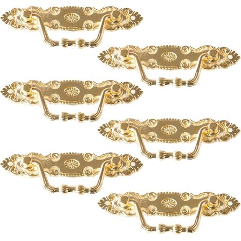 Doré(6 Pièces)Vintage Poignée Bâton De Porte Meuble Poignée En Alliage De Style Européen Antique Tiroir Ancienne Bronze Meuble Poignée De Porte Rétro Avec Vis Pour Tables De Chevet, Commodes (1/5)