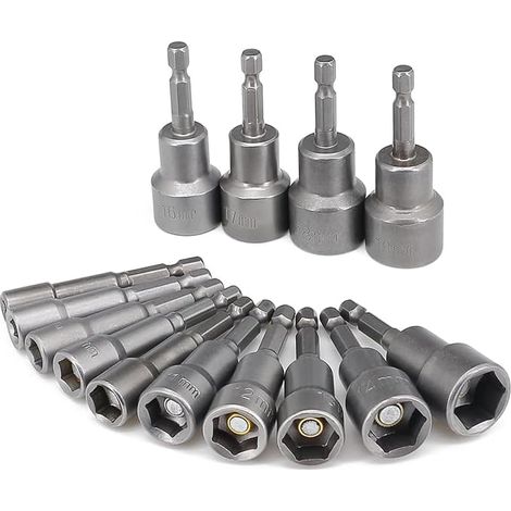 6-19mm Magnetic Hexagon Nut Driver Drill Bit 1/4 Inch Hex Socket Connector for Drills, Nuts and Adapters for Impact Sockets (1/5)