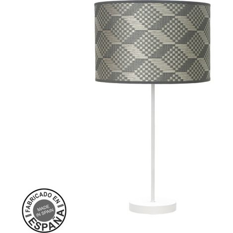 Fashion Tischlampe 1xe27 weiß/tetrisgrau 63x30 x30cm