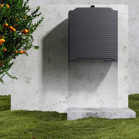 Mon Marché Déco – Récupérateur d'eau de pluie 126 L – Connectable verticalement et horizontalement – Design moderne gris anthracite – Pour espaces restreints