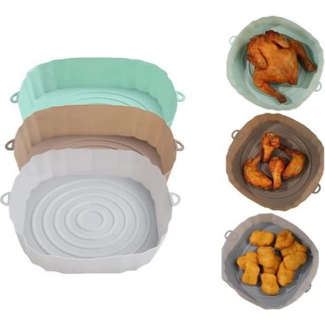 Panier Pour Friteuse À Air - Silicone Alimentaire Résistant Jusqu'à 230 °C - Compatible Micro-ondes Four Et Air Fryer - Lot De 3 Pièces (1/4)