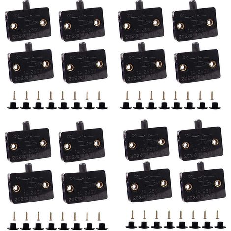 Lot de 16 interrupteurs pour portes de placard et lampes de placard (ouverture et fermeture des tiroirs), compatibles 12 V, 24 V et 110 V, noir. (1/5)