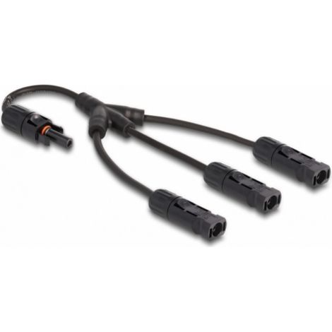 DELOCK CÂBLE DIVISEUR DL4 SOLAR 1 X FEMELLE À 3 X MÂLE, 35 CM, NOIR (88225) (1/4)