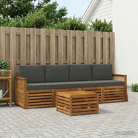vidaXL Outdoor-Sofagarnitur mit Kissen 5 pcs Natur und Anthrazit (1/5)