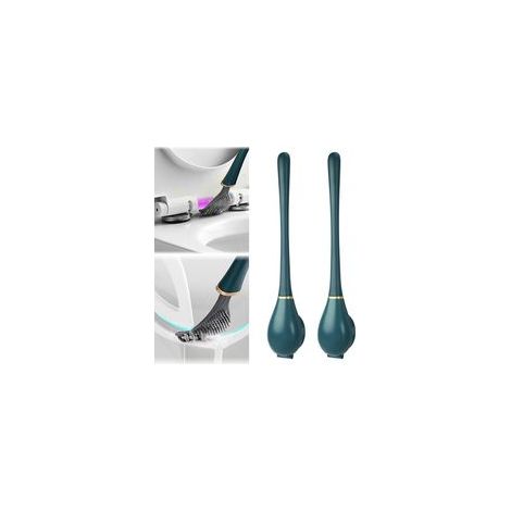 Linghhang – Brosse WC en silicone flexible – Support mural sans perforation – Séchage rapide – Nettoyage efficace des coins – Lot de 2 pièces