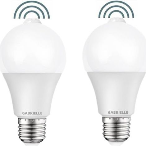 Confezione da 2 lampadine LED di alta qualità con sensore di movimento PIR, attacco a vite E27, 12W, 1000 lumen (equivalenti a 100 watt), 220V, luce bianca fredda 6000K, lampadine per illuminazione di (1/5)