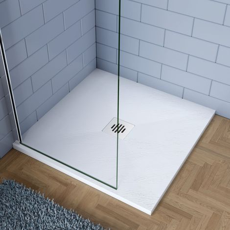 Decke(Edelstahl)90x90x3cm weiße Kunststein-Duschwanne Duschtasse Duschkabinen (1/5)