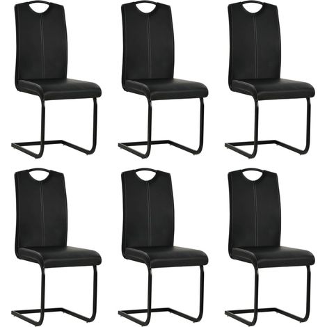 Juego de 6 sillas de comedor de cocina de diseño elegante en voladizo, sintéticas, color negro CDS022320