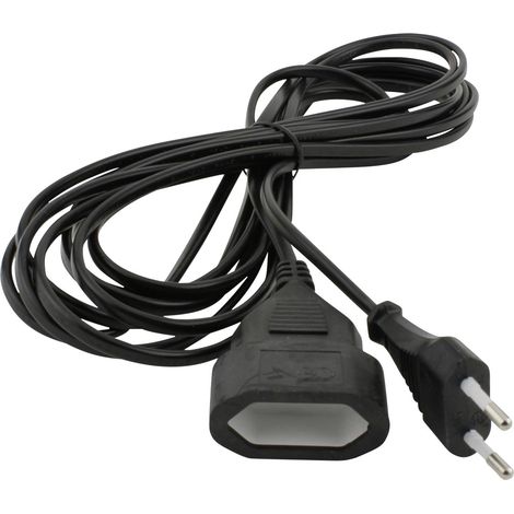 Unitec Verlängerungskabel Innen 5 Meter H03VVH2-F, schwarz, Flachstecker Verlängerungskabel