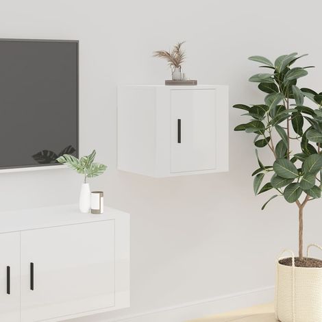 Meuble TV mural pour Salon - Armoire TV Moderne Blanc brillant 40x34,5x40 cm BV232105 - BonneVie (1/5)
