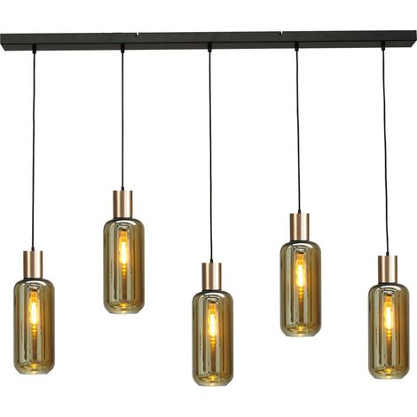 Lampe à suspension noire et dorée Bounty Verre cylindrique à 5 lumières - 2471-05-02-130-5-5