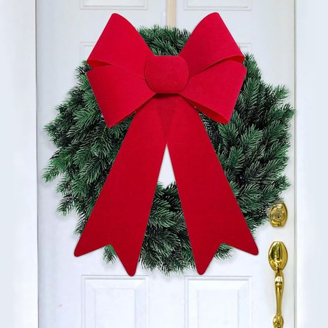 6 nœuds papillon velours rouges 28x43 cm, décoration intérieure/extérieure sapin Noël