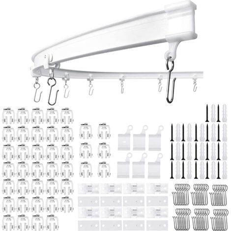 Rail de rideau de plafond flexible Rail de rideau incurvé de 5 m avec rouleaux silencieux Support pliable pour baie de douche, baie vitrée