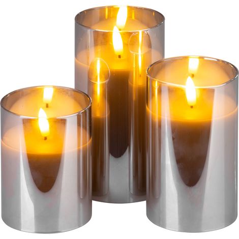 Kerze MagicHome Weihnachten, Set 3 Stk., warmweiß, im Glas, 3xAAA (1/3)