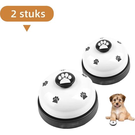 Clochette de dressage pour 2 animaux avec empreintes de pattes et activation par pression pour chiens blanc (1/5)