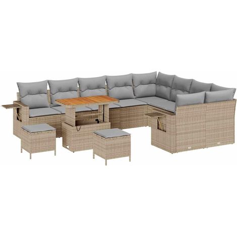 Maison Exclusive - Gartensofa-set 12 pcs Beige Poly-Rattan