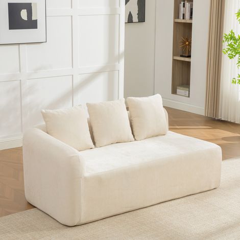 Canapé modulable compressible en tissu chenille, garni de mousse haute résilience 30D. Facile à déplacer et doté d'une base antidérapante, il est idéal pour les salons et autres espaces. Beige (1/4)