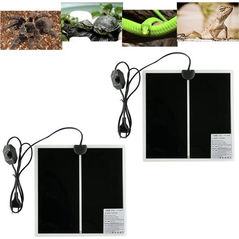 Tapis Chauffant Reptile, 2 Pièces Coussin Chauffant Terrarium Réglable avec Contrôle De La Température pour Tortue, Serpents, Lézards, Geckos, Araignées - Chauffant Aquarium (14W: 28x28CM) (1/5)