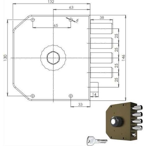 Serratura di Sicurezza Semplice per Pompa Dx Modello 3050 MC in Acciaio Cr
