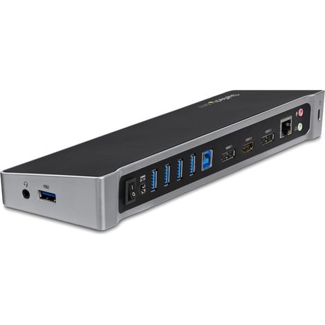 StarTech.com Docking station USB 3.0 a tre monitor - 1x HDMI - 2x DisplayPort - Dock portatile con Hub USB integrata a 5 porte e Gigabit Ethernet (1/4)