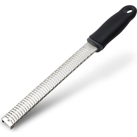 Râpe à citron, râpe à fromage de cuisine en acier inoxydable, couvercle en plastique, poignée ergonomique douce noire (1/5)
