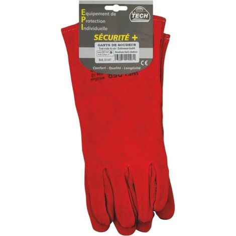 Gant soudeur rouge croute-double (1/3)
