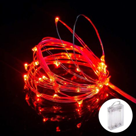 Guirlandes lumineuses à LED,30 LED 3M Guirlande en Cuivre,Decoration pour Chambre Noël Mariage Fête Anniversaire Jardin (3M 30 LED, Rouge) (1/5)