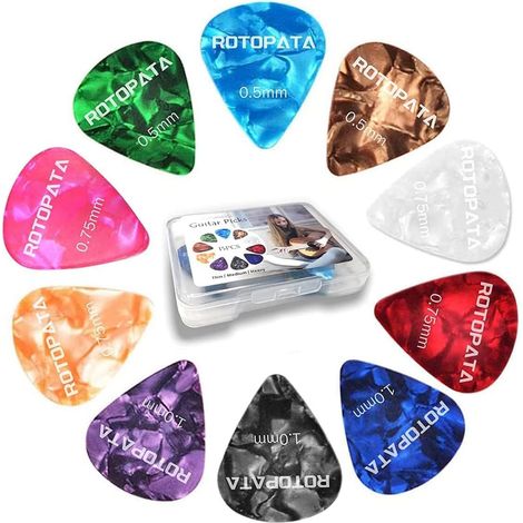 Lot de 15 Médiators Guitare avec Boîte – Guitar Picks Souple Moyen Dur 0,5 0,75 1,0 mm, Médiator Guitare Débutant & Pro, Accessoires Guitare Acoustique Électrique Basse Ukulélé (1/5)