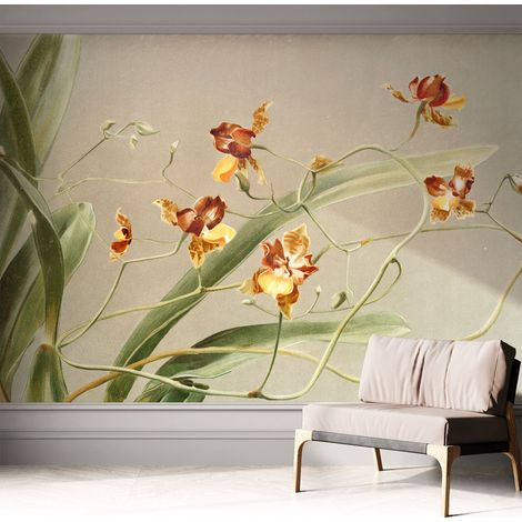 Papier peint adhésif autocollant pour salon chambre à coucher peint imprimé pour mur Orchidées classiques 312x219 cm (1/5)