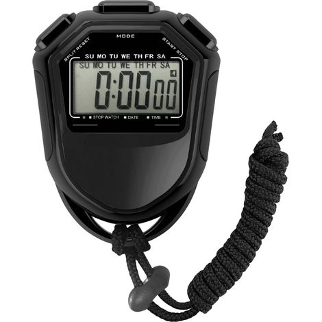 Chronomètre Étanche Numérique Portable LCD Minuterie Chronographes Compteur De Sport avec Sangle for La Natation, La Course À Pied, L'entraînement De Football(Black) (1/5)