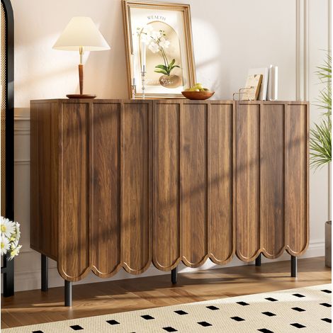 Möbel Sideboard Aufbewahrung 120x35x80 MDF Walnuss OKMYHOME (1/5)
