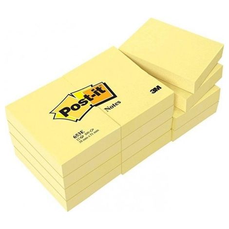 Post-it blocs notas 653 canary yellow 38x51 encelofanados -pack 12-