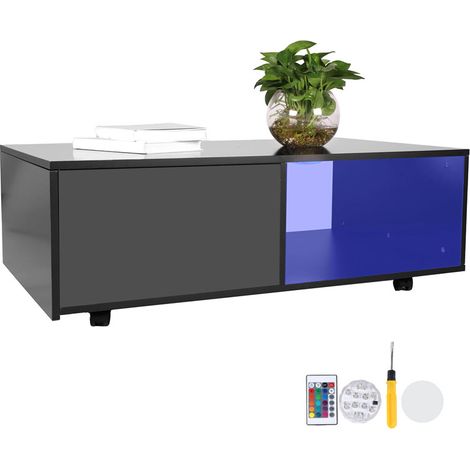 Table Basse LED Moderne, Table Basse carrée avec télécommande, , Charge 50kg, 95x55x33.5 cm (1/5)