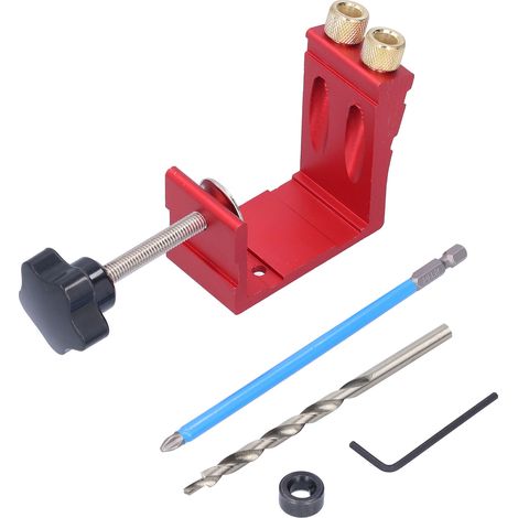 15° Oblique Hole Locator Positioner Woodworking Hole Jig Dowel Drill Kit Carpentry AccessoryRed