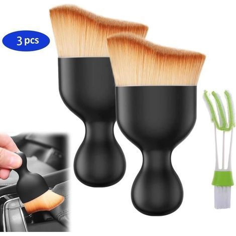 Brosse Nettoyage Voiture,brosse de nettoyage de détail de voiture,Brosse à Détails Automatiques,pour Intérieur de Voiture,Coins,3PCS (1/4)