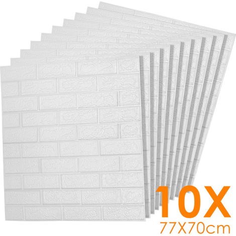 SWANEW 10 pezzi 70 x 77cm 3D rilievo Sticker mattoni bianchi carta da parati 3D rivestimento. effetto mattone (1/5)