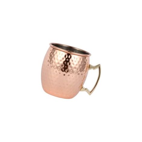 Verre à Moscow Mule 550 ml en acier inoxydable, grande capacité, style Hammer Point, idéal pour les cocktails.