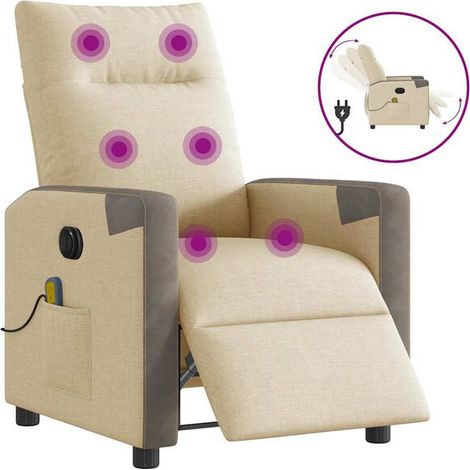 Fauteuil inclinable de massage électrique en tissu beige (1/5)