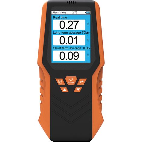 Détecteur de radon rechargeable – Mesure radon ambiant 0-270 pCi/L – Écran LCD – Alarme pour sécurité intérieure – Installation rapide