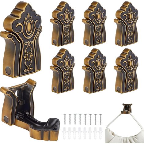 8 ganchos de pared plegables vintage, ganchos decorativos plegables para abrigos en aluminio resistente con tornillos, ganchos de pared que ahorran espacio para llaves, abrigos y toallas en el baño, l (1/5)